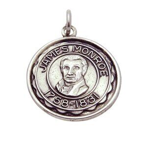 Vintage 1960s Sterling Silver James Monroe 1758-1831 US President Charm Pendant